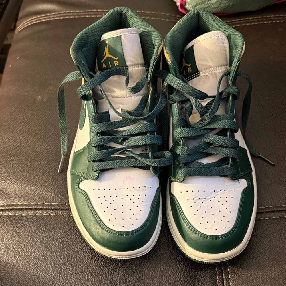 Nike Green and White High-Top Sneakers